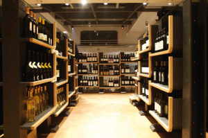 The wine department is on the top floor together with the top restaurants and the classrooms. The bottles are displayed by the region of production but customers can also find quality cask wine.